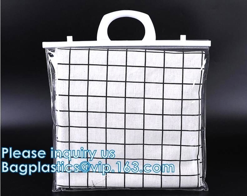 Borsa di stoccaggio dei vestiti, organizzatore With Reinforced Handle, borse di stoccaggio del vinile, chiusure lampo doppie, totalizzatori muoventesi di trucco
