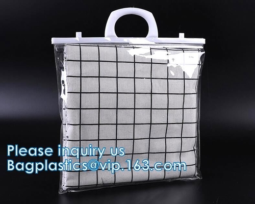 Borsa di stoccaggio dei vestiti, organizzatore With Reinforced Handle, borse di stoccaggio del vinile, chiusure lampo doppie, totalizzatori muoventesi di trucco