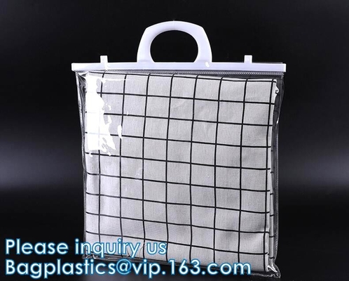 Borsa di stoccaggio dei vestiti, organizzatore With Reinforced Handle, borse di stoccaggio del vinile, chiusure lampo doppie, totalizzatori muoventesi di trucco