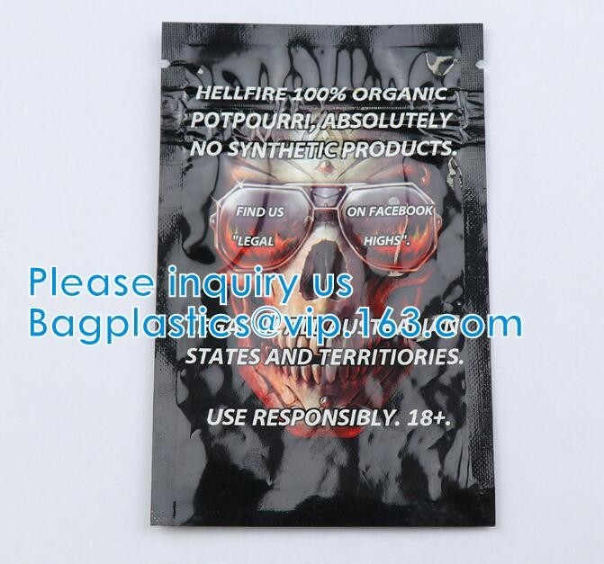 Borsa di erbe del tabacco, borsa della stagnola del tè, sacchetto resistente della borsa del bambino a chiusura lampo della borsa di mylar, di alluminio Pac di carta
