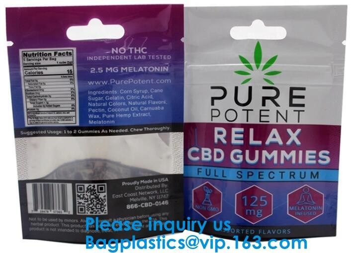 Logo Printed Mylar Bag su ordinazione, varia borsa della finestra della radura di colore, sacchetto d'imballaggio a chiusura lampo di Mylar