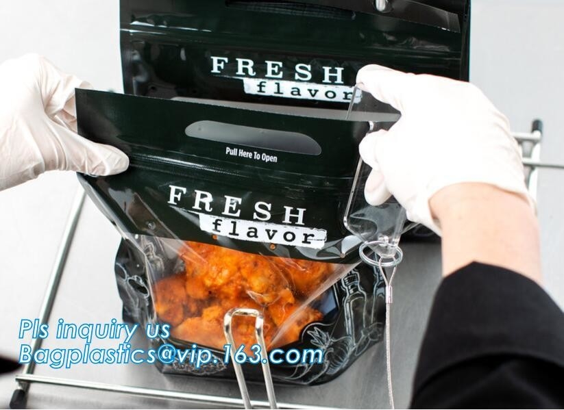 Del supporto borsa calda antinebbia biodegradabile del pollo del girarrosto di microonda della borsa della chiusura lampo del pollo arrosto su con la maniglia