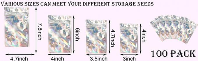 Logo Printed Mylar Bag su ordinazione, varia borsa della finestra della radura di colore, sacchetto d'imballaggio a chiusura lampo di Mylar 0