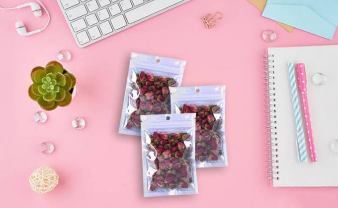 Logo Printed Mylar Bag su ordinazione, varia borsa della finestra della radura di colore, sacchetto d'imballaggio a chiusura lampo di Mylar 1