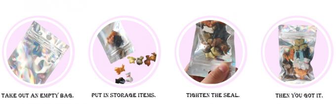 Logo Printed Mylar Bag su ordinazione, varia borsa della finestra della radura di colore, sacchetto d'imballaggio a chiusura lampo di Mylar 2