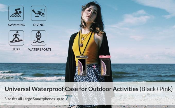 Doppie borse del telefono della guarnizione della chiusura lampo, caso impermeabile, dimensione universale, pacchetto contro lo sporco e antipolvere degli Smartphones 0