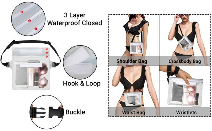 Doppie borse del telefono della guarnizione della chiusura lampo, caso impermeabile, dimensione universale, pacchetto contro lo sporco e antipolvere degli Smartphones 8