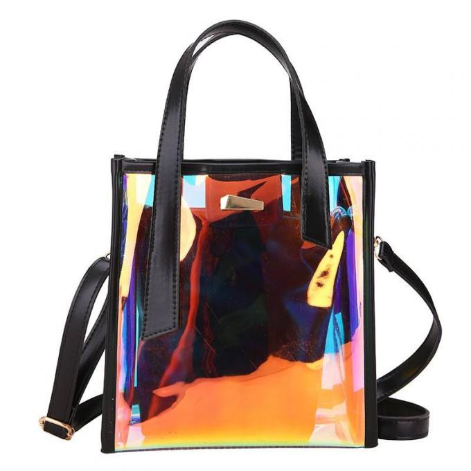 Borsa impermeabile del regalo del vinile del PVC di Eco di trucco dell'articolo da toeletta della pelle del sacchetto cosmetico variopinto al neon amichevole dei corredi chiara 0