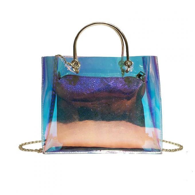 Borsa impermeabile del regalo del vinile del PVC di Eco di trucco dell'articolo da toeletta della pelle del sacchetto cosmetico variopinto al neon amichevole dei corredi chiara 3