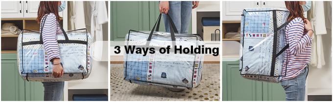 Borsa di stoccaggio dei vestiti, organizzatore With Reinforced Handle, borse di stoccaggio del vinile, chiusure lampo doppie, totalizzatori muoventesi di trucco 4