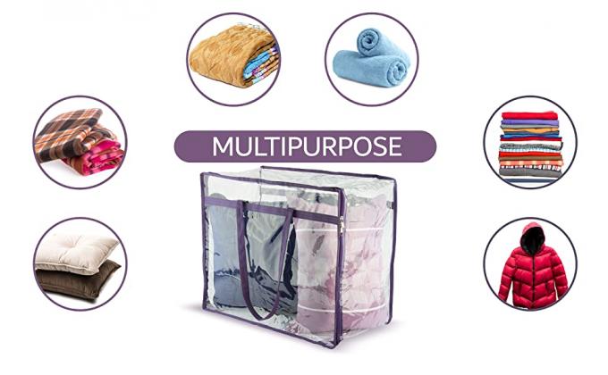 Borsa di stoccaggio dei vestiti, organizzatore With Reinforced Handle, borse di stoccaggio del vinile, chiusure lampo doppie, totalizzatori muoventesi di trucco 8