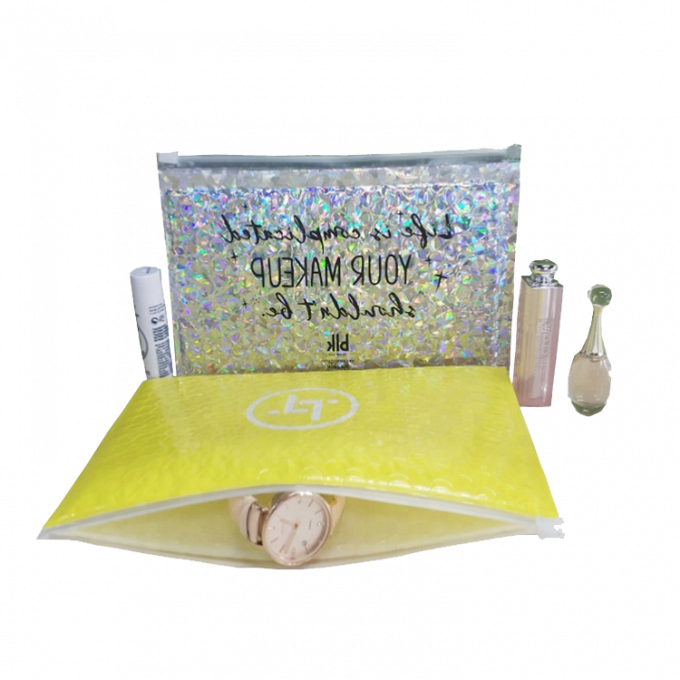 Matte Glossy Holographic Zip lockk Bags metallico riutilizzabile, chiusura lampo d'imballaggio cosmetica richiudibile del cursore del sacchetto della bolla 1