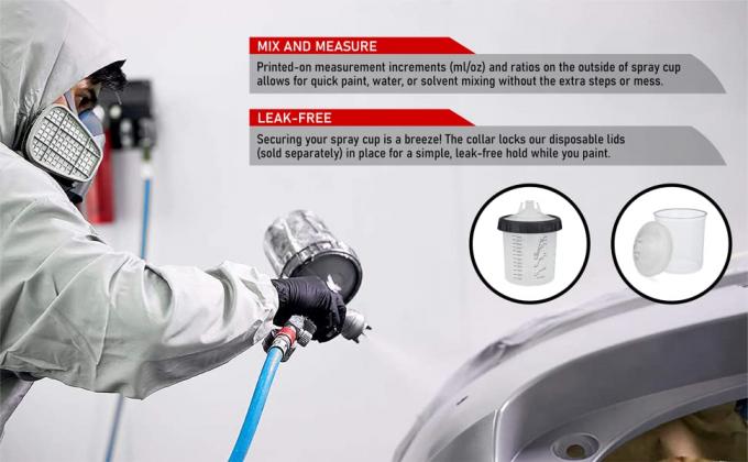 Le RICARICHE ELIMINABILI, la tazza dura dello spruzzo della pittura automobilistica della tazza, tazze della pistola, dipingono le tazze mescolantesi, SISTEMA della TAZZA dello SPRUZZO 2