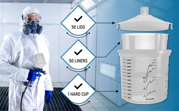 Le RICARICHE ELIMINABILI, la tazza dura dello spruzzo della pittura automobilistica della tazza, tazze della pistola, dipingono le tazze mescolantesi, SISTEMA della TAZZA dello SPRUZZO 4