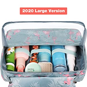Organizzatore cosmetico di Skincare di trucco di viaggio, borsa dell'articolo da toeletta, borsa di tela pieghevole, compartimenti multipli di stoccaggio 22