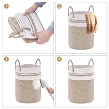 Panieri della lavanderia, canestro d'organizzazione, organizzatore For Toy Collection, canestro di stoccaggio di recipiente di stoccaggio della tela 5