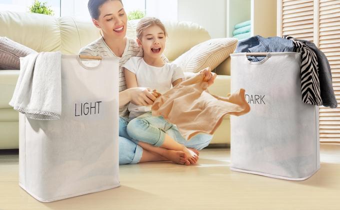 Canestri di lavanderia con Carry Handles facile, paniere, piegante lavando i recipienti, bagno della stanza di lavanderia della famiglia 19