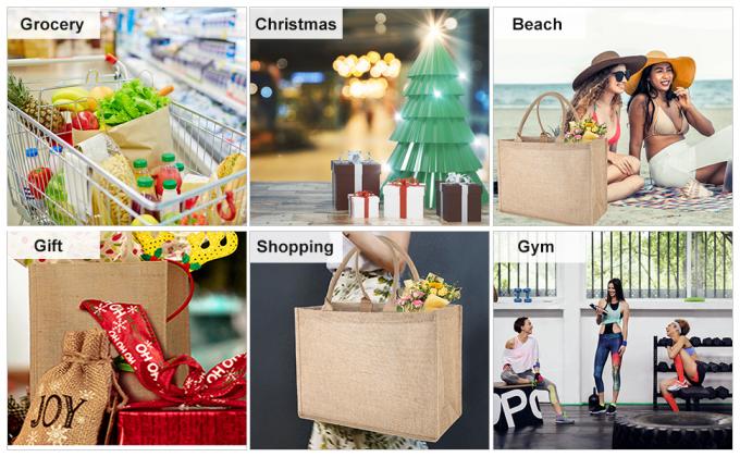 Tasca interna della chiusura lampo di Tote Bag Full Gusset With della iuta di Tote Bags Bulk Laminated Interior della tela da imballaggio, DIY Art Crafts 6