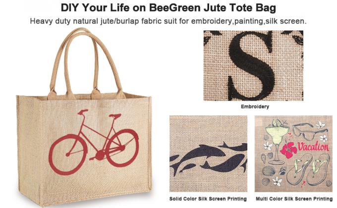 Tasca interna della chiusura lampo di Tote Bag Full Gusset With della iuta di Tote Bags Bulk Laminated Interior della tela da imballaggio, DIY Art Crafts 5