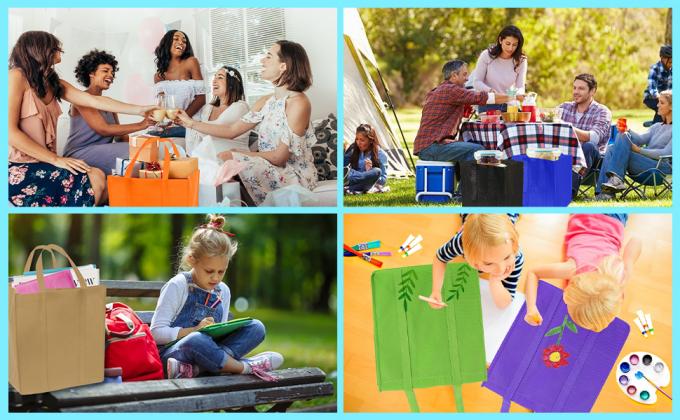 Il totalizzatore non tessuto della drogheria del tessuto, ha rinforzato acquisto resistente della maniglia il grande, borse riutilizzabili della scatola della cucina 3