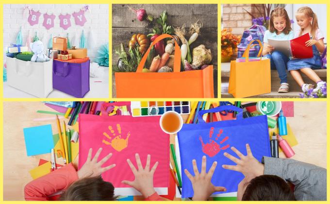 Il totalizzatore non tessuto della drogheria del tessuto, ha rinforzato acquisto resistente della maniglia il grande, borse riutilizzabili della scatola della cucina 7