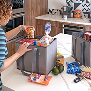 Il totalizzatore non tessuto della drogheria del tessuto, ha rinforzato acquisto resistente della maniglia il grande, borse riutilizzabili della scatola della cucina 10