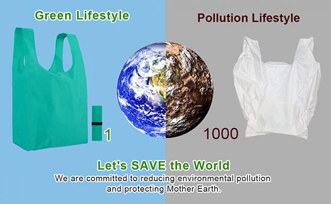 La grande maniglia extra insacca i sacchetti della spesa riutilizzabili di piegatura pieghevole lavabile riutilizzabile, drogherie con il trasportatore della chiusura lampo 6