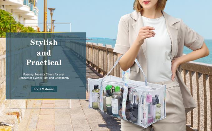Borsa di stoccaggio dell'articolo da toeletta di trucco di viaggio del PVC, grande capacità Tote Bag, organizzatore cosmetico Bag dei vestiti 0