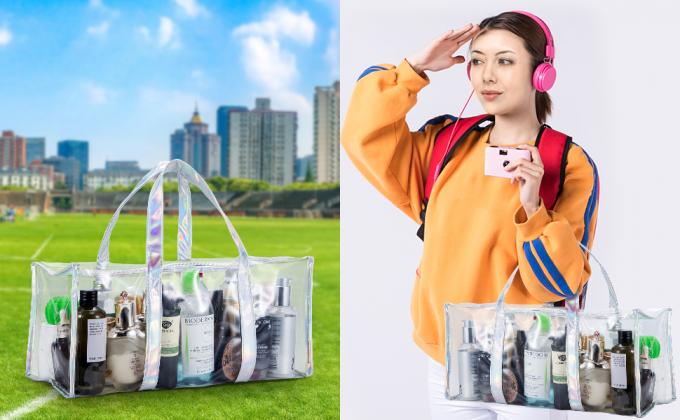 Borsa di stoccaggio dell'articolo da toeletta di trucco di viaggio del PVC, grande capacità Tote Bag, organizzatore cosmetico Bag dei vestiti 2