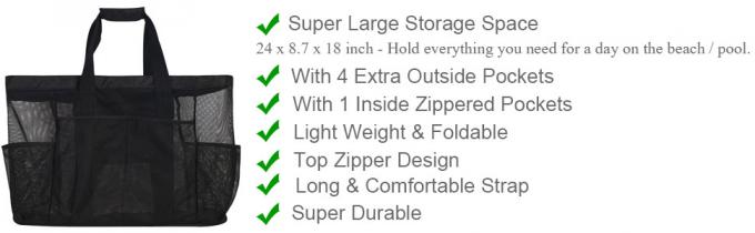 Mesh Beach Bags Totes, grandi tasche extra, grande borsa di Duffle surdimensionata, borse nette, tasche dei prodotti della drogheria 0