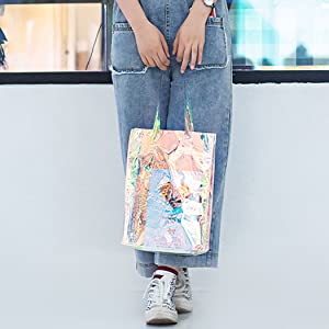 PVC Lazaer Tote Bag, borsa olografica del lavoro dell'arcobaleno, ologramma, borsa di modo, borsa dei gioielli, spiaggia all'aperto dello stadio 1