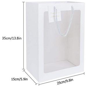 Il quadrato dei sacchi di carta di Kraft insacca, sacco di carta spesso con la finestra per nozze, il partito, il compleanno, l'acquisto, fiore insacca 1