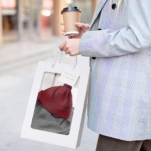 Il quadrato dei sacchi di carta di Kraft insacca, sacco di carta spesso con la finestra per nozze, il partito, il compleanno, l'acquisto, fiore insacca 5