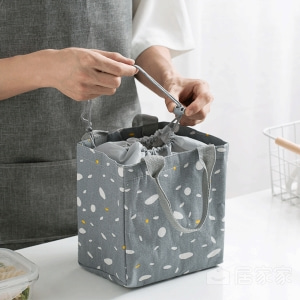 Il pacchetto riutilizzabile del tessuto di cotone della tela, PRANZA SACCHETTO, il cordone, Bento Box Cooler isolato, Tote Handbag 0