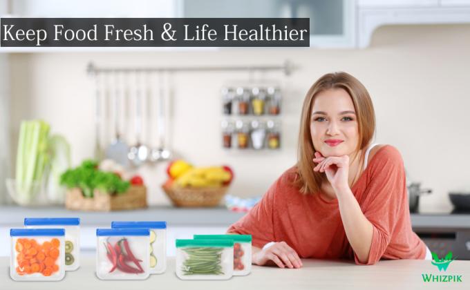 PEVA, silicone, borse risigillabili dell'alimento del congelatore di stoccaggio riutilizzabile, contenitore ermetico del pranzo della chiusura lampo della prova della perdita 15