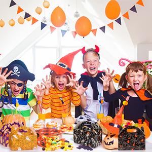 Borse del prato inglese della zucca, foglia festiva, decorazioni di Halloween, trucco o trattare, rifornimenti del partito, borse giganti della golosità 17